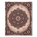 Vintage Rose Floral Medallion Frame Rug