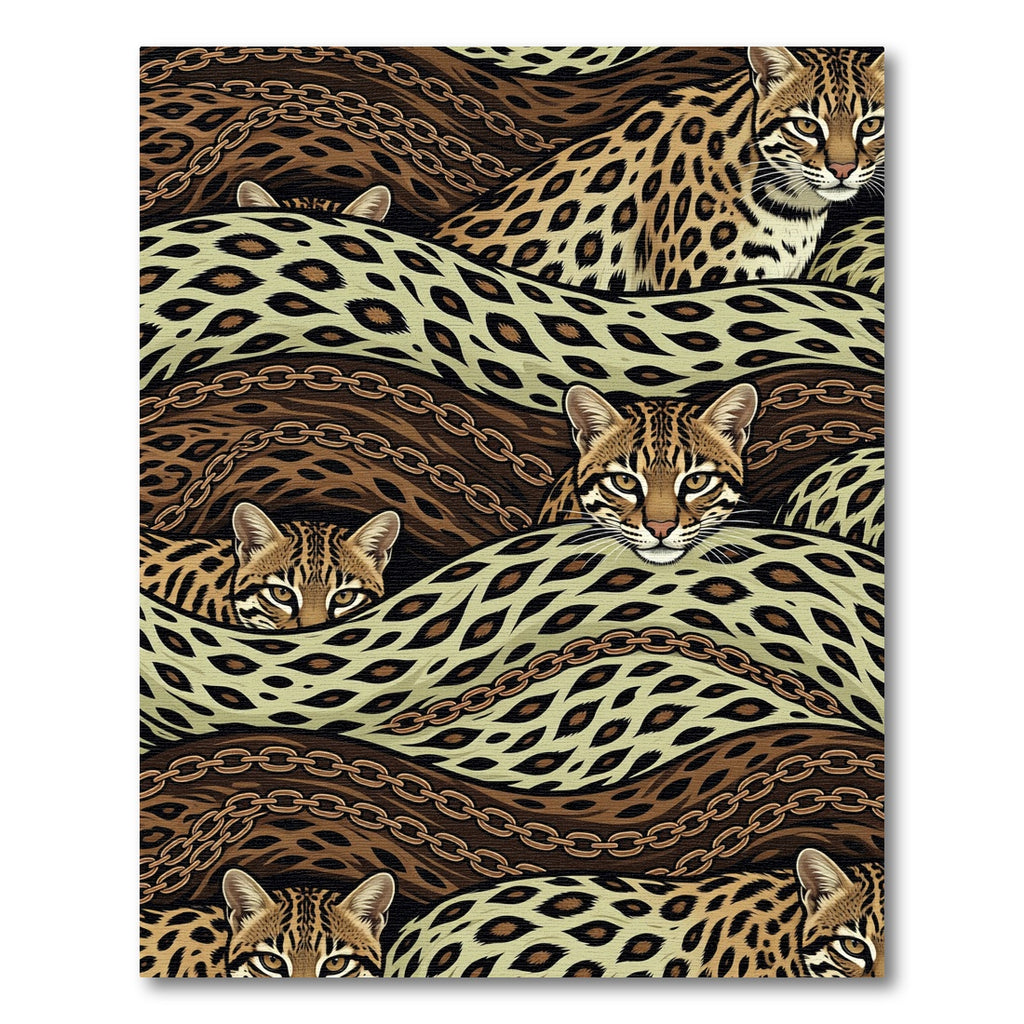 Ocelot Jaguar Chain Swirl Earthy Decor Rug