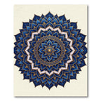 Elegant Royal Blue Gold Lotus Mandala Rug