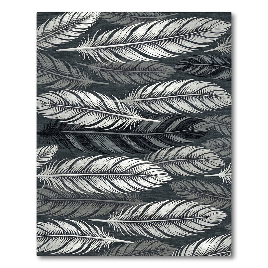 Monochromatic Feather Gray Botanical Art Rug