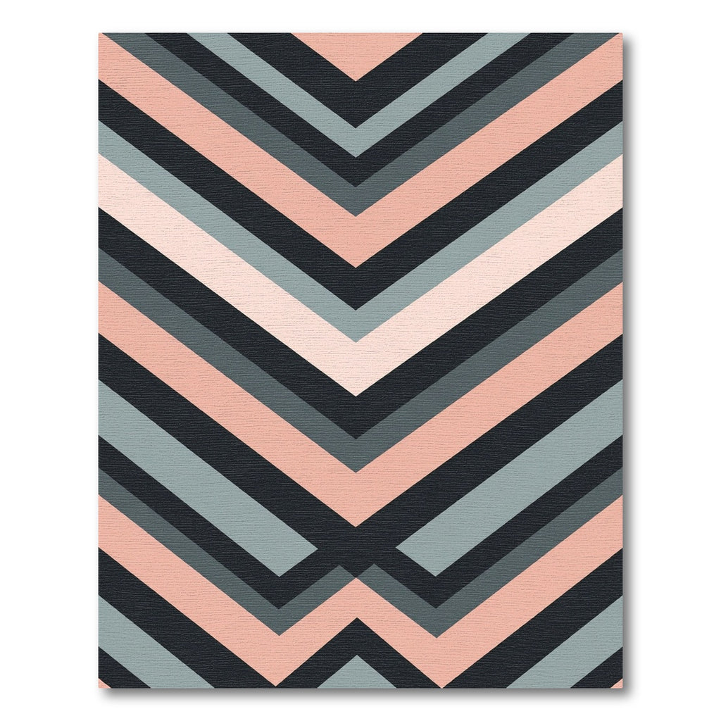 Modern Pink and Slate Chevron Stripe Rug