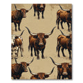 Rustic Brown Longhorn Cattle Western Rug