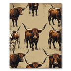 Rustic Brown Longhorn Cattle Western Rug