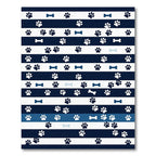Navy Blue Striped Dog Paw Bone Rug