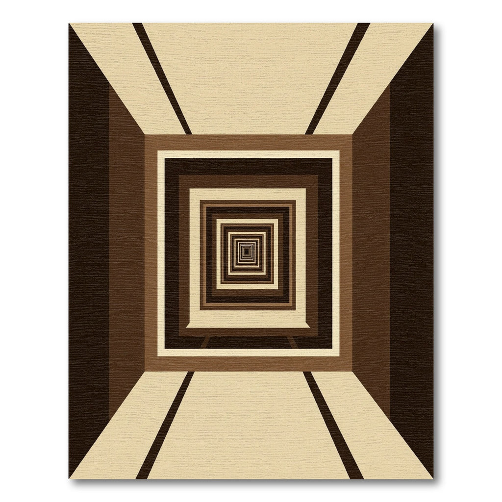 Minimalist Brown Concentric Infinite Squares Rug