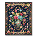 Elegant Navy Floral Bouquet Decorative Rug
