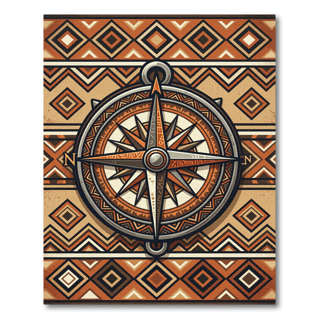 Geometric Earthy Compass Diamond Rug