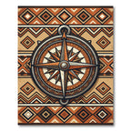 Geometric Earthy Compass Diamond Rug