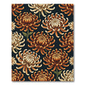 Earthy Amber Chrysanthemum Floral Dark Botanical Rug