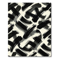 Bold Black and White Abstract Brushstroke Rug