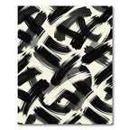 Bold Black and White Abstract Brushstroke Rug