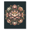 Lotus Bloom Floral Mandala Round Rug