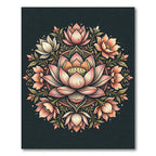 Lotus Bloom Floral Mandala Round Rug