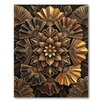 Gold Black Art Deco Fan Flower Rug