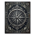 Elegant Silver Compass Floral Medallion Rug