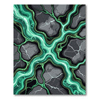 Luminous Emerald Crackled Stone Abstract Rug