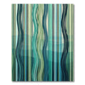 Abstract Teal and Forest Green Linear Wave Rug