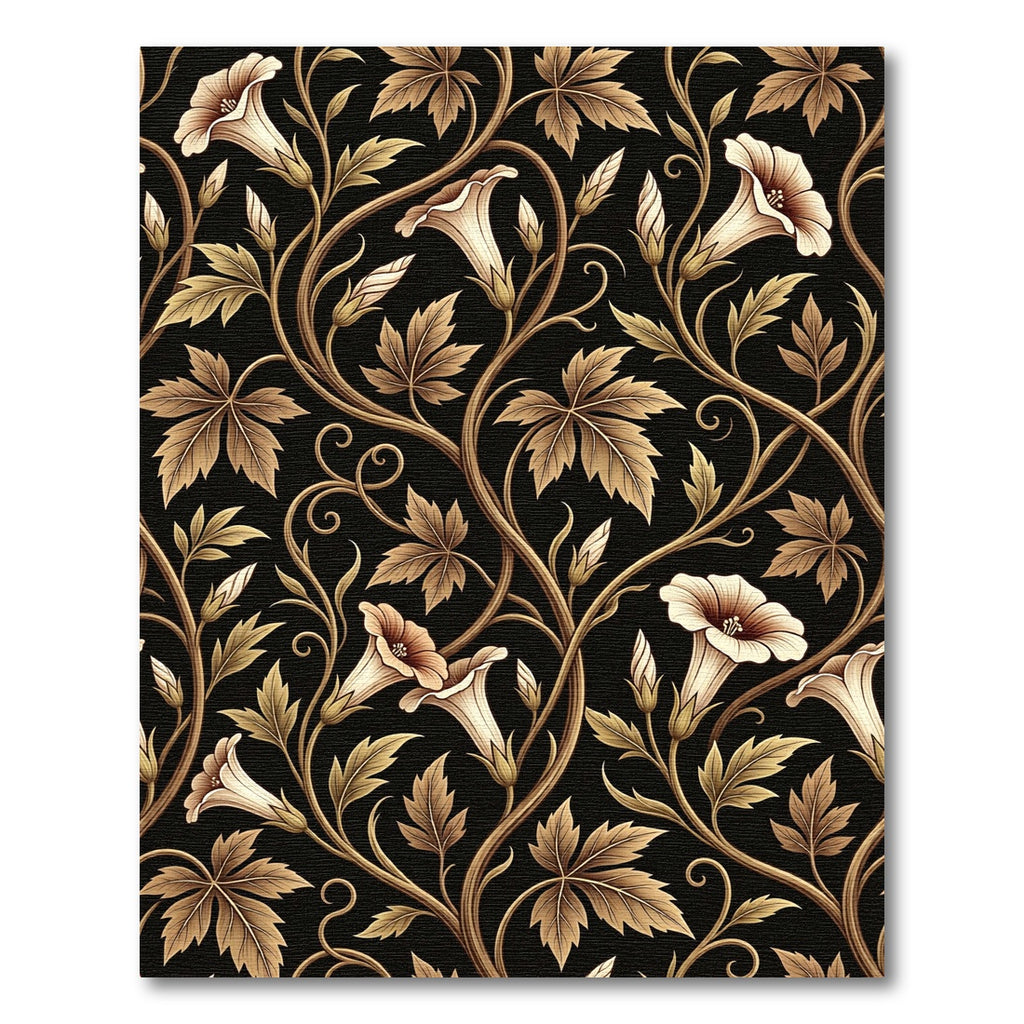 Antique Gold Floral Vine Swirl Rug