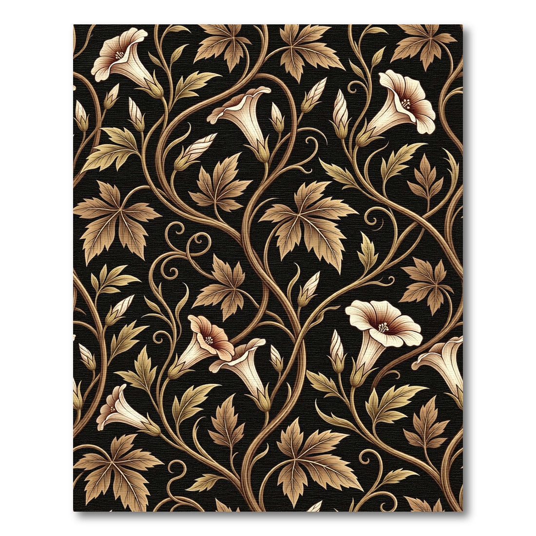 Antique Gold Floral Vine Swirl Rug