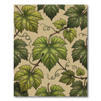 Lush Green Botanical Grape Vine Art Rug