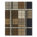 Earthy Plaid Beige Brown Squares Rug