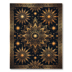 Radiant Gold Starburst Mandala Border Rug