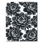 Dramatic Gray Peony Blossom Arrangement Rug