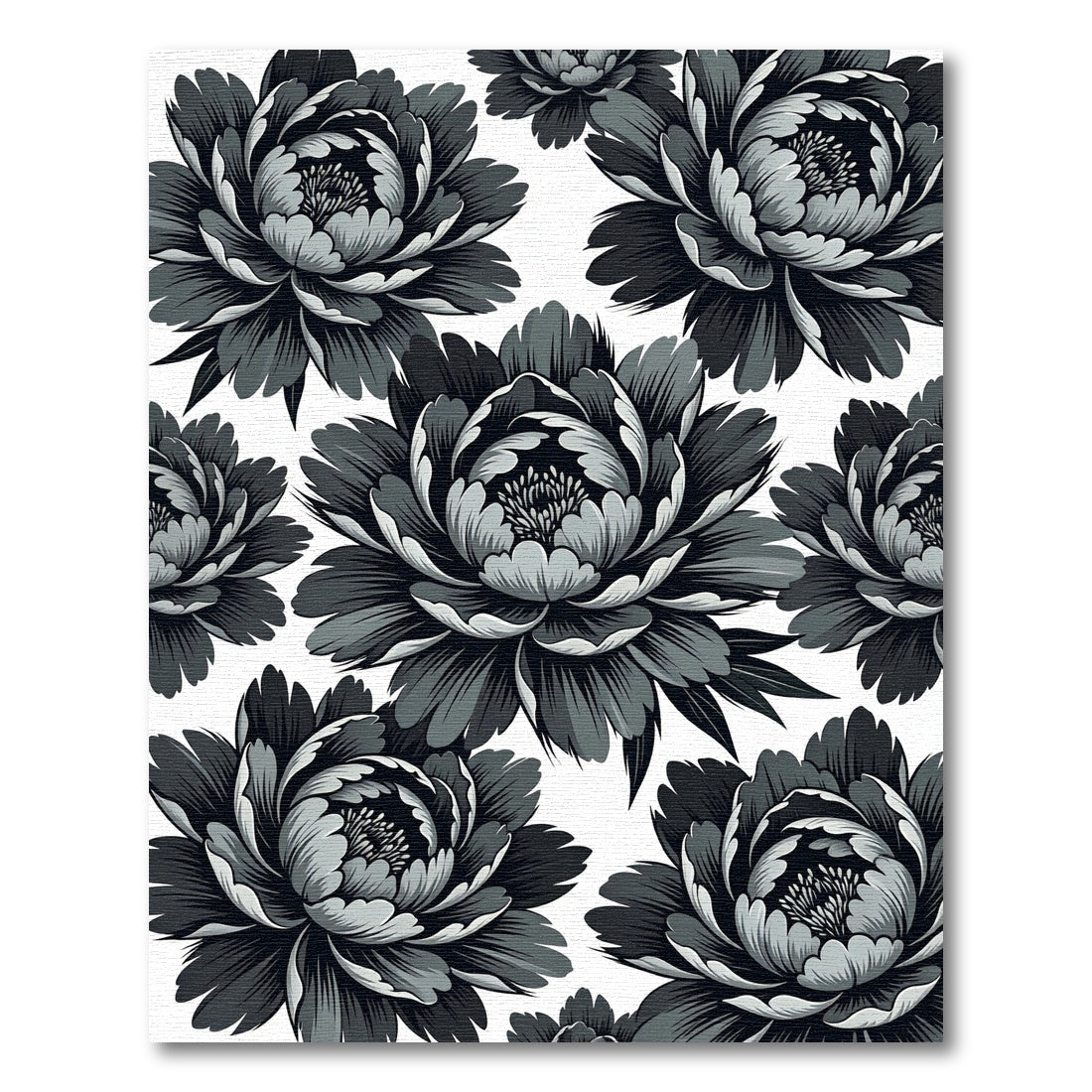 Dramatic Gray Peony Blossom Arrangement Rug