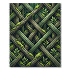 Mossy Overlapping Forest Branch Grid Rug
