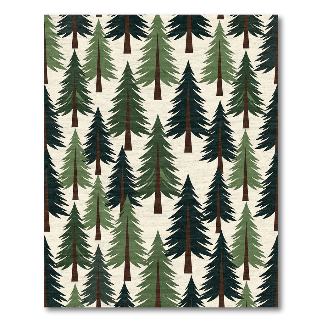 Forest Green Pine Tree Illustration Rug