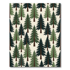 Forest Green Pine Tree Illustration Rug