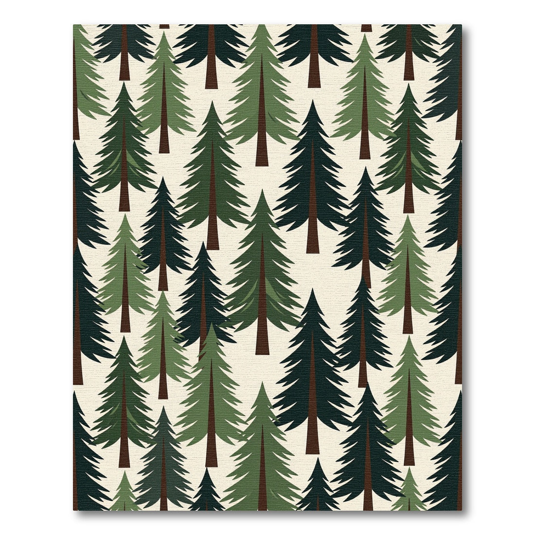 Forest Green Pine Tree Illustration Rug