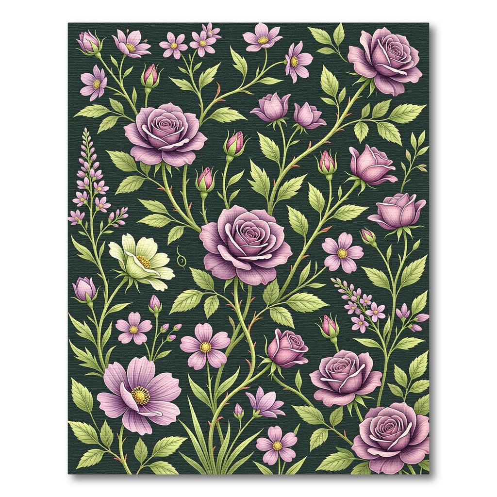 Romantic Lavender Rose Botanical Garden Rug