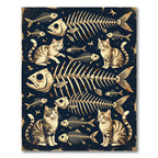 Gothic Tabby Cat Fish Skeleton Dark Rug
