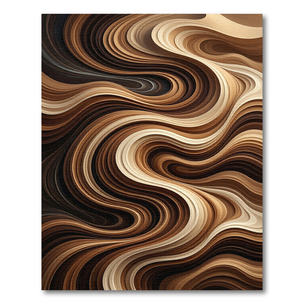 Rich Brown Swirling Layered Waves Rug