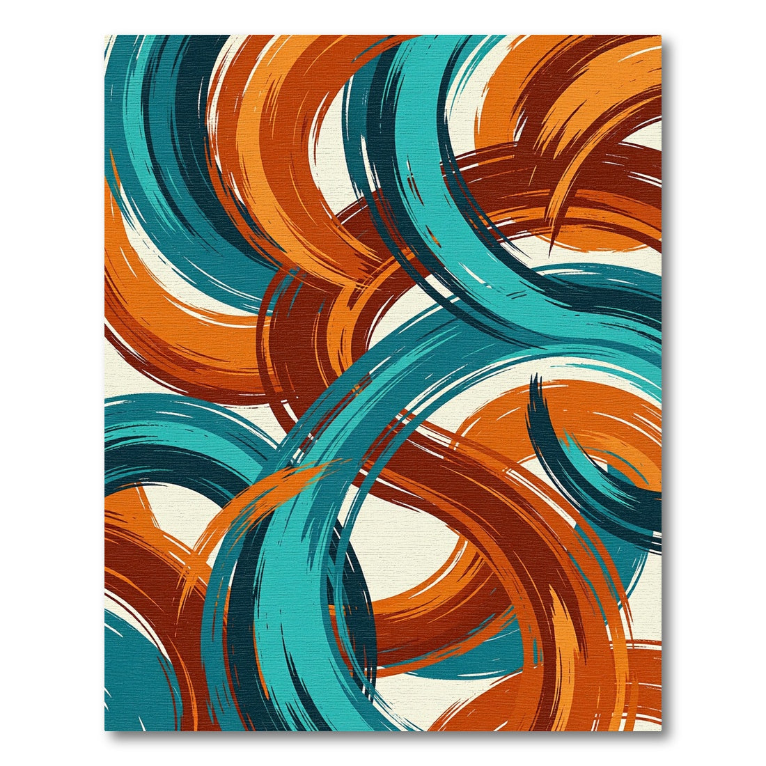 Abstract Teal and Burnt Orange Swirls Rug