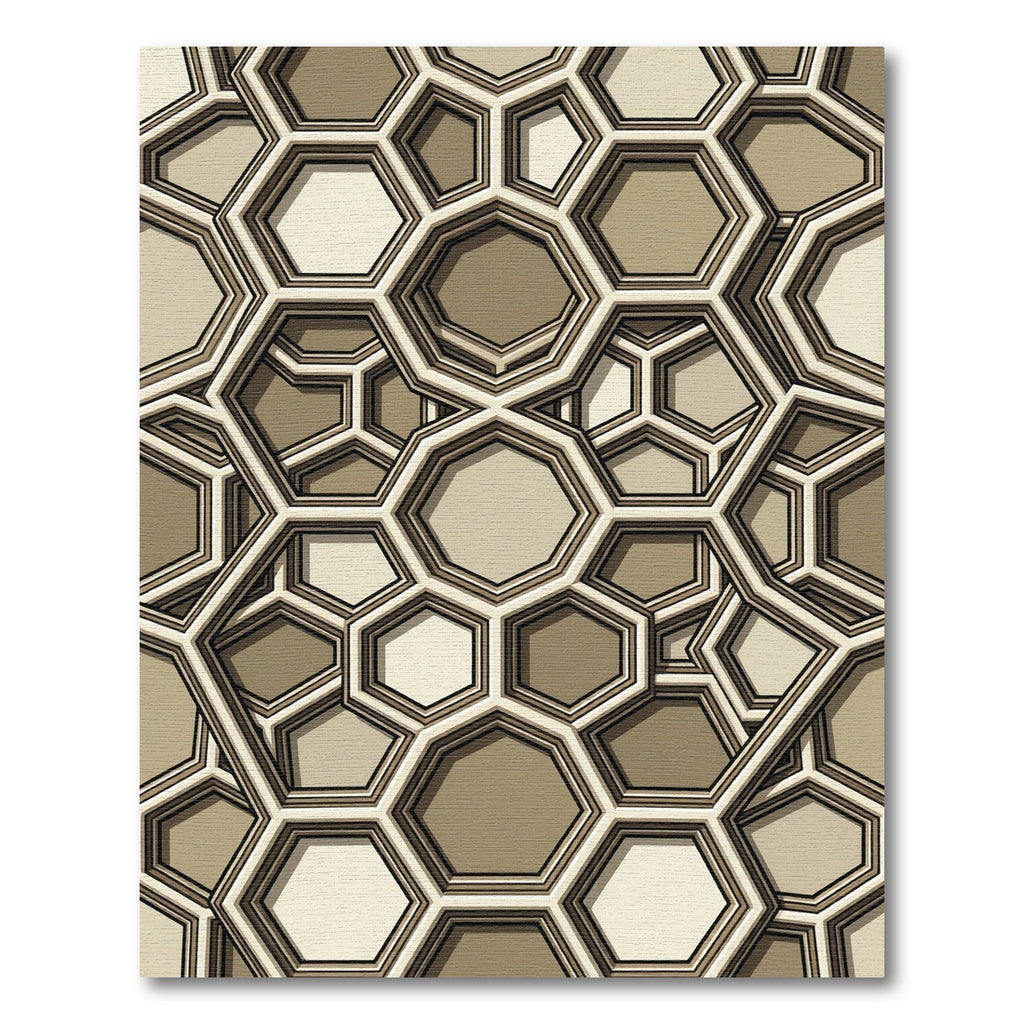 Sophisticated Beige Geometric Angular Honeycomb Rug
