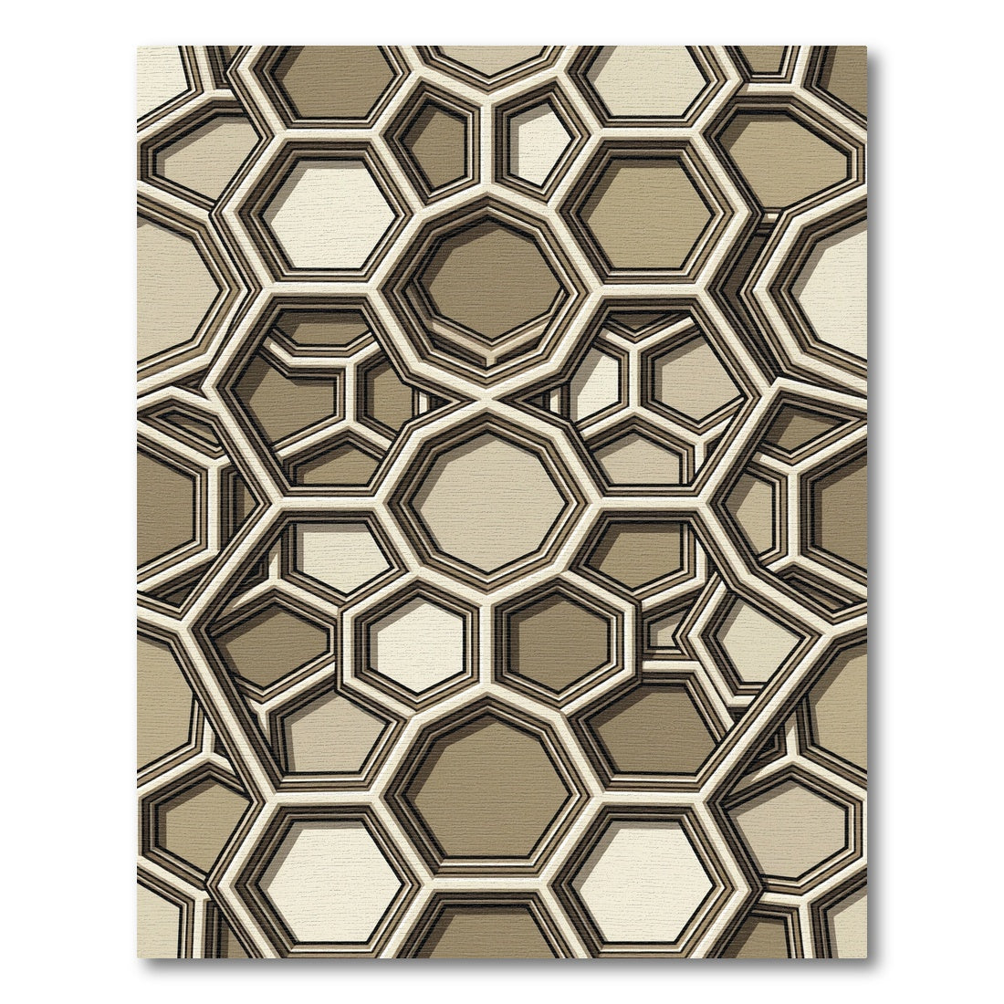 Sophisticated Beige Geometric Angular Honeycomb Rug