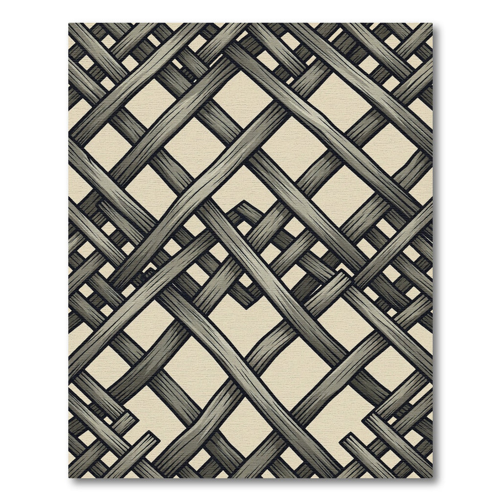 Beige Interwoven Gray Wicker Lattice Rug