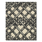 Beige Interwoven Gray Wicker Lattice Rug