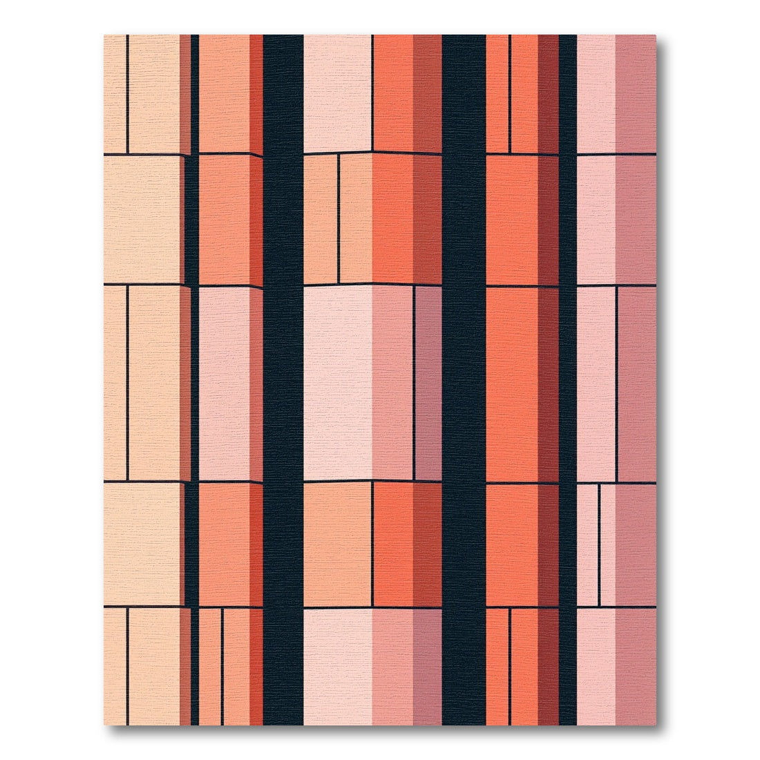 Modern Coral Rectangular Grid Rug