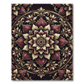 Ornate Burgundy and Gold Floral Medallion Rug