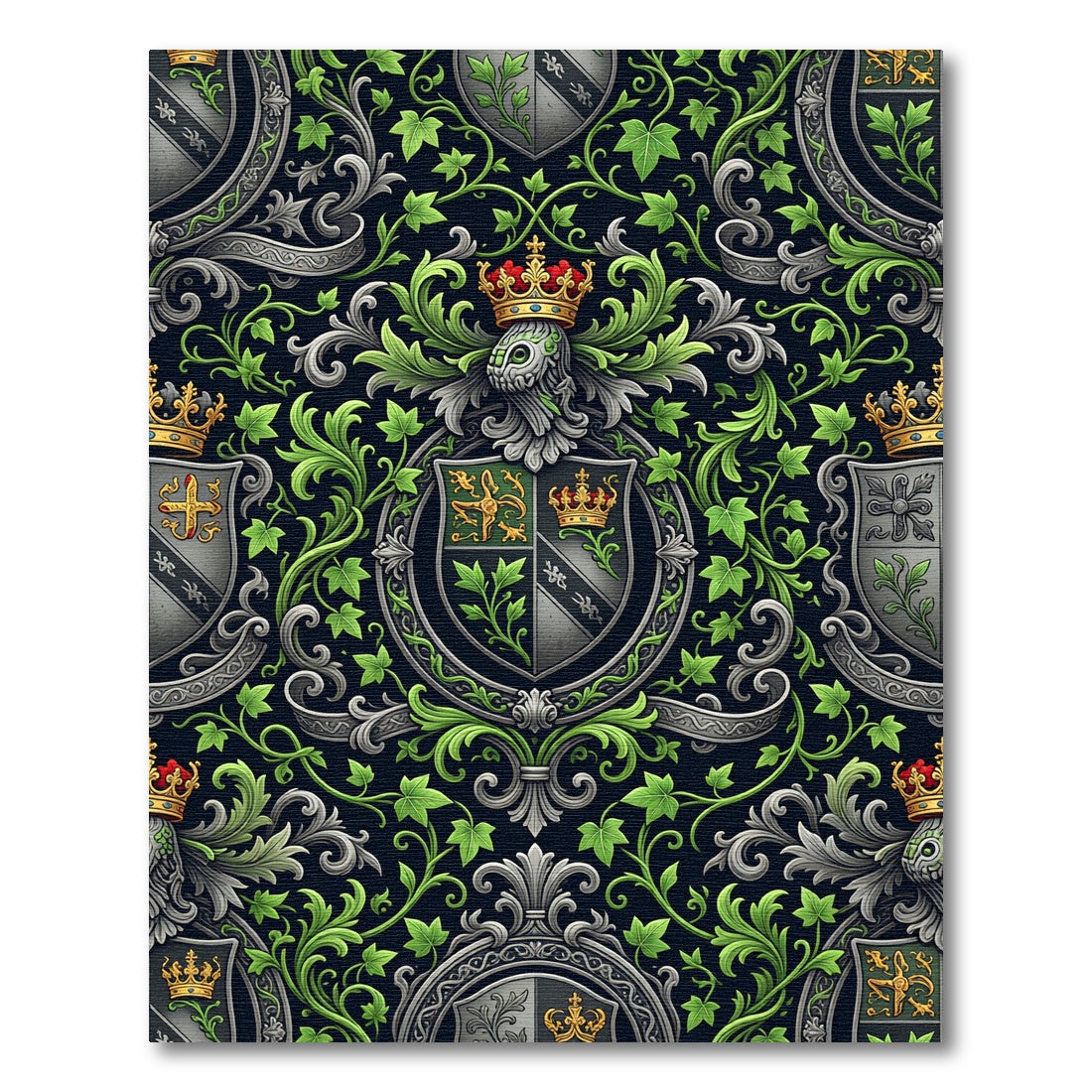 Gothic Emerald Ivy Coat of Arms Rug