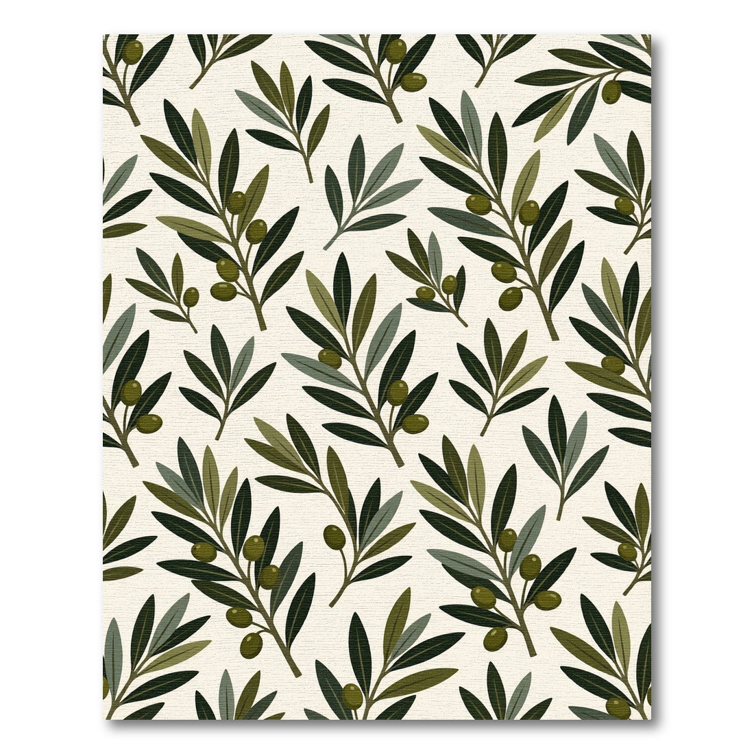 Green Olive Branch Foliage Repeat Rug