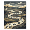 Winding Animal Paw Path Earthy Landscape Rug