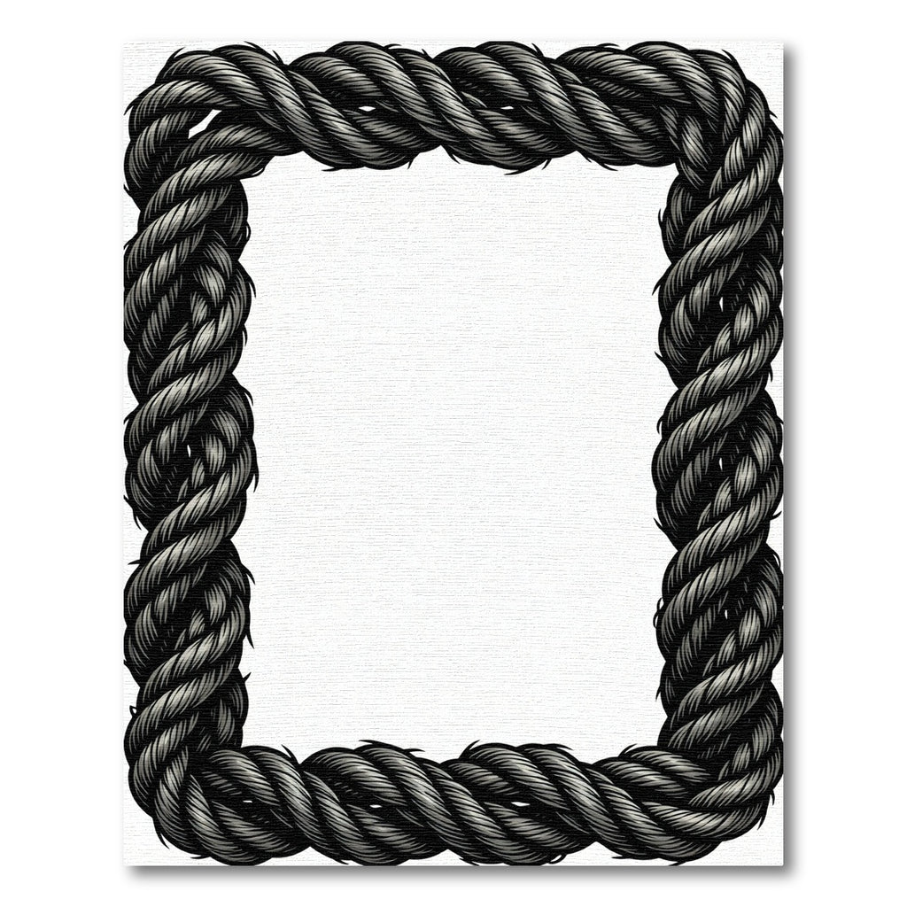 Rustic Gray Twisted Rope Border Rug