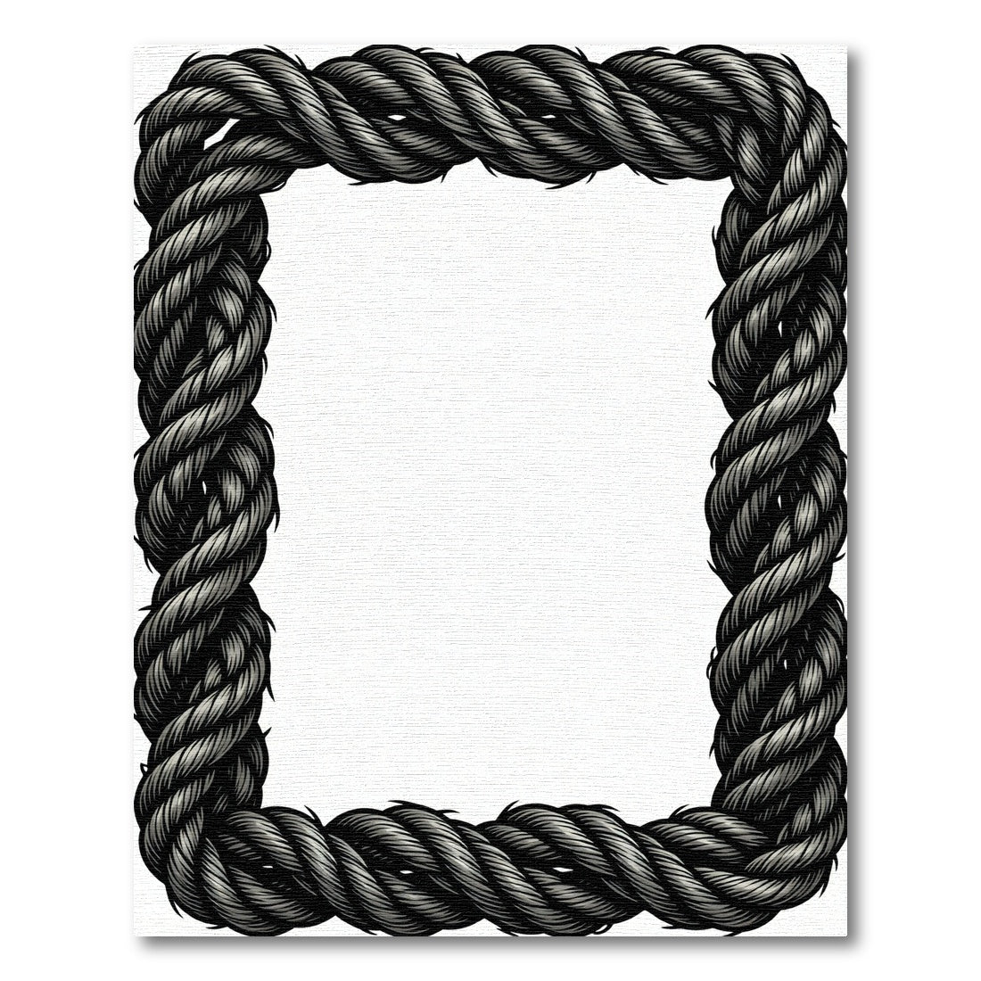 Rustic Gray Twisted Rope Border Rug