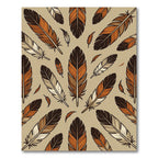 Rustic Feather Pattern Brown Orange Rug