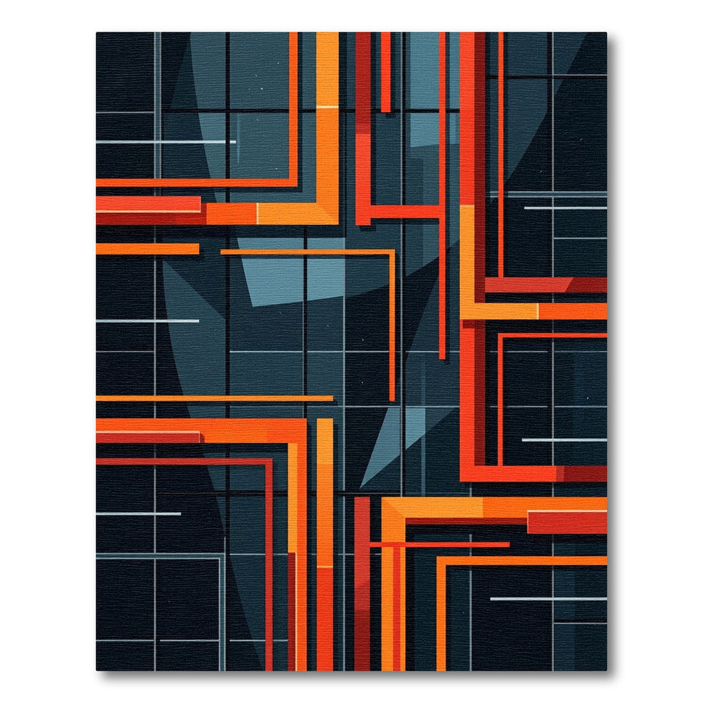 Bold Orange Vertical Geometric Lines Rug