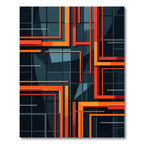 Bold Orange Vertical Geometric Lines Rug